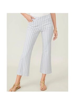 Spartina 449 Light Gray Printed Cropped Jane Cane Kick Flare Pants